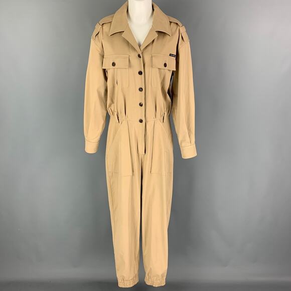 DOLCE & GABBANA Size 8 Beige Cotton Long Sleeve Jumpsuits - Picture 1 of 5